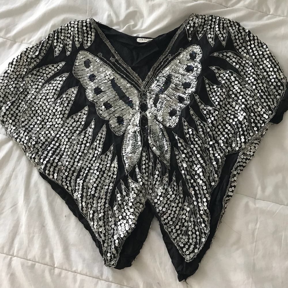 Butterfly Sequin Going Out Top